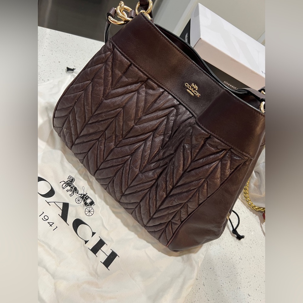 Brown coach shoulder bag